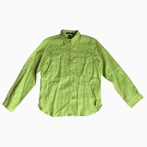 Lauren Ralph Lauren Linen Lime Green Womens Button Up Shirt Size Medium